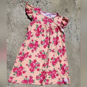 Ruffle Girl peach floral dress girls size 10